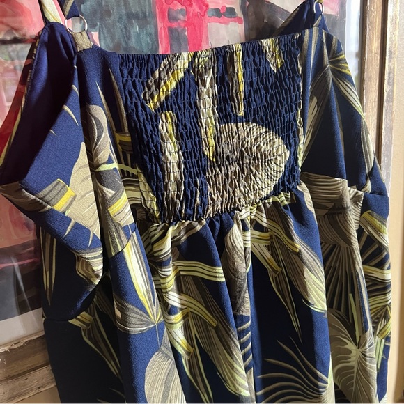 Naif Tropical Palm Leaf Sundress Button Front Pockets Women Plus Size 2X Dress - Picture 8 of 13